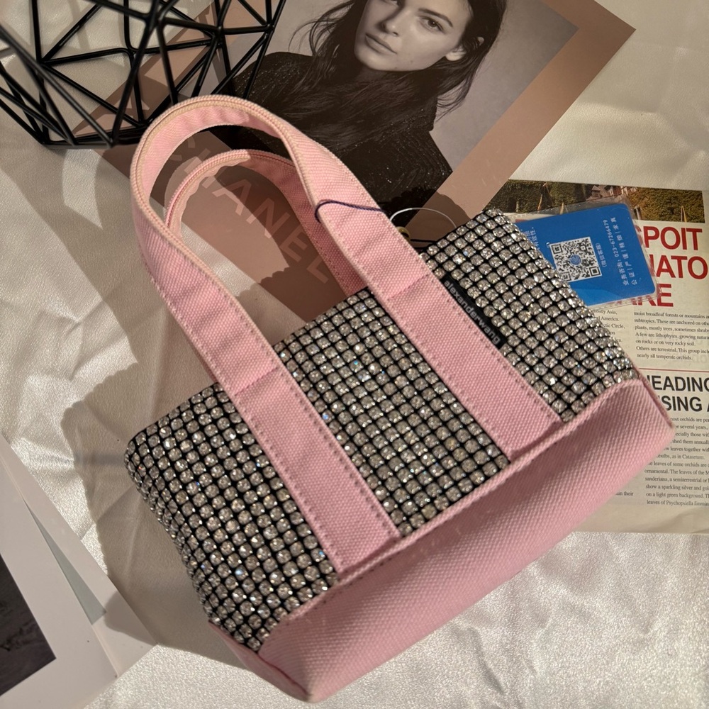 Alexander Wang Pink Canvas Tote with Crystal Pavé Panel